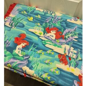 Little Mermaid Reversible Throw Blanket Ariel Sebastian Flounder Handmade 68x44"